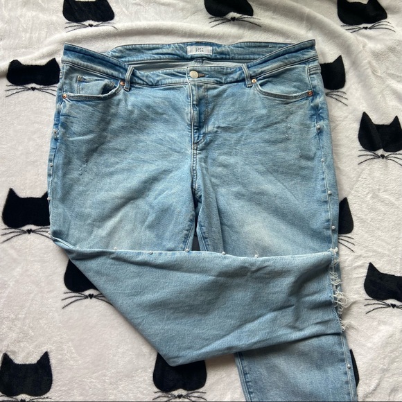 Loft Plus Modern Skinny Pearl Embellished Distressed Jeans Size 18 - Picture 4 of 5